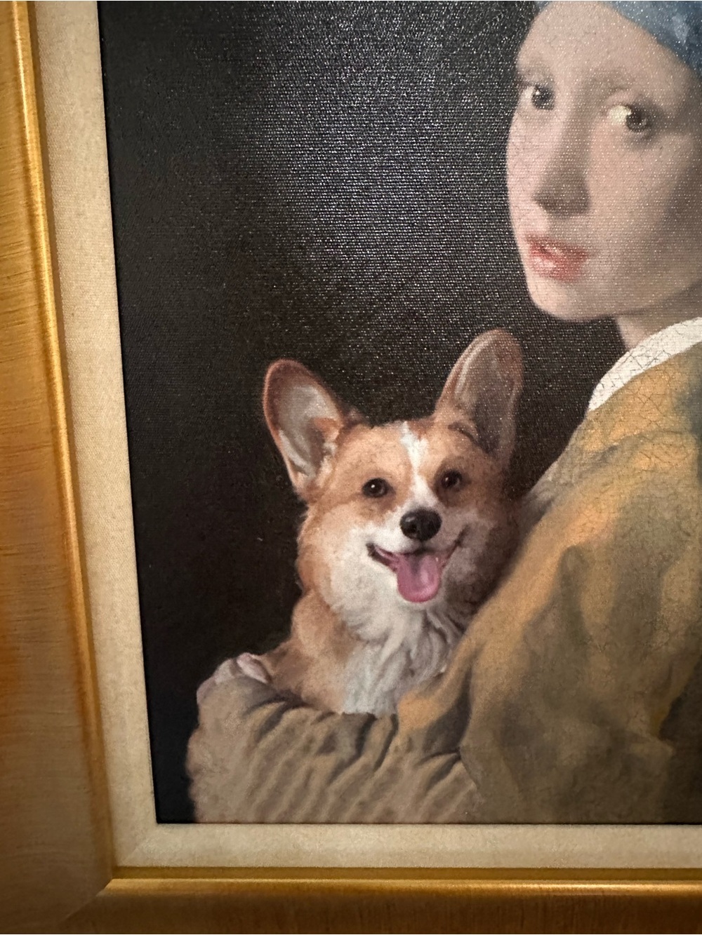 16x22”Girl with a Pearl Earring” by Johannes Vermeer’s with a corgie painting - Picture 6 of 16